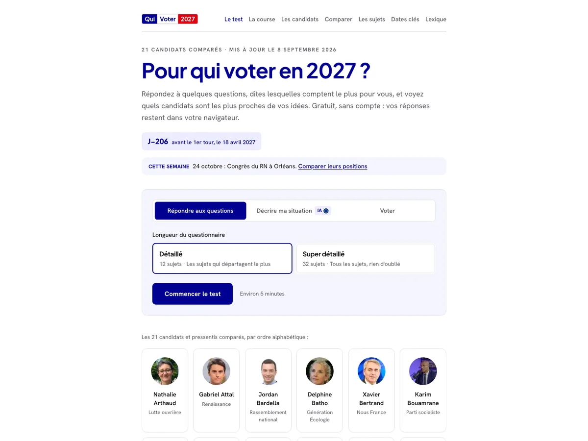 QuiVoter 2027 website